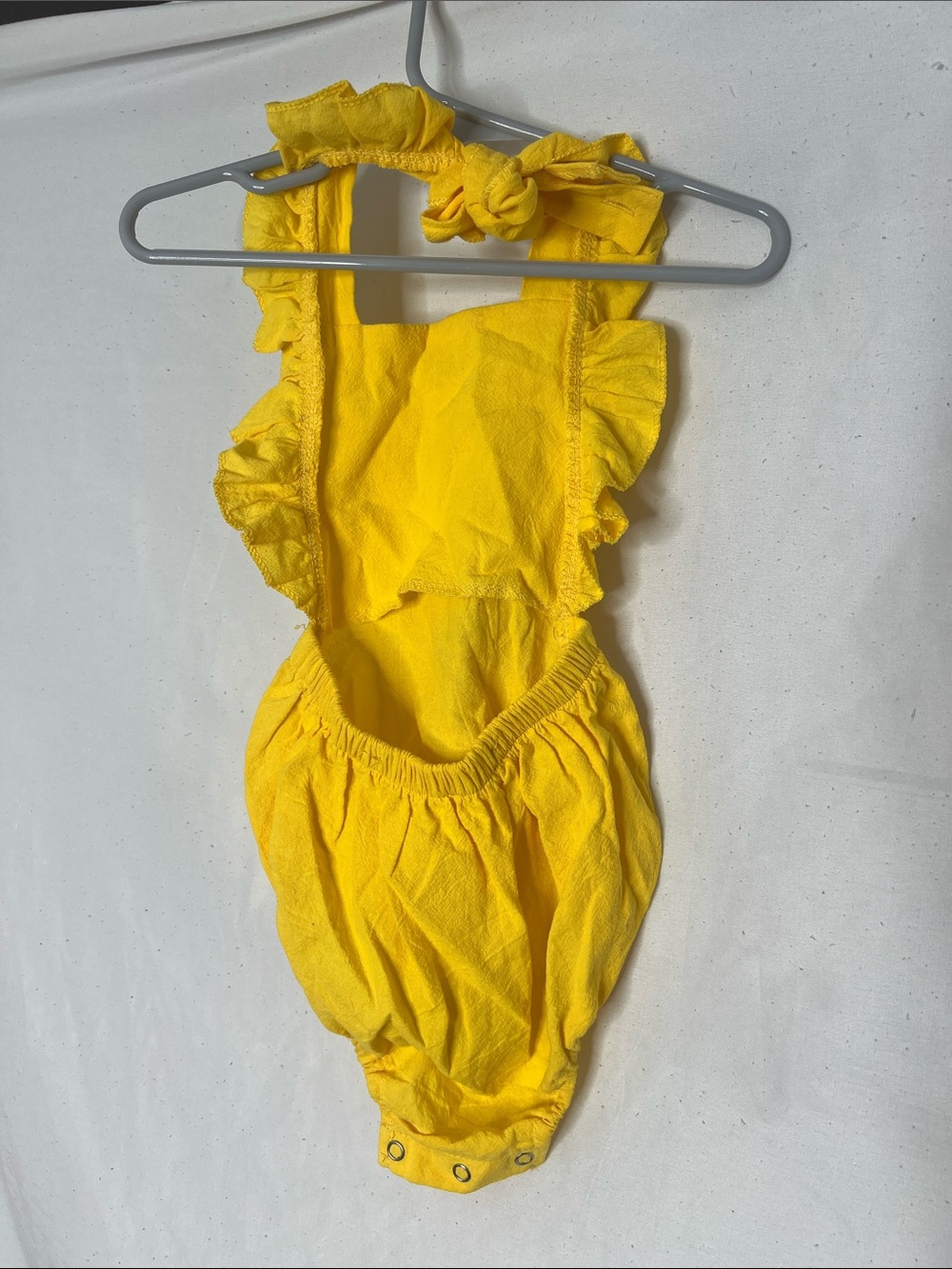 Yellow "One" Ruffle-Shoulder Baby One-Piece - Picture 2 of 2